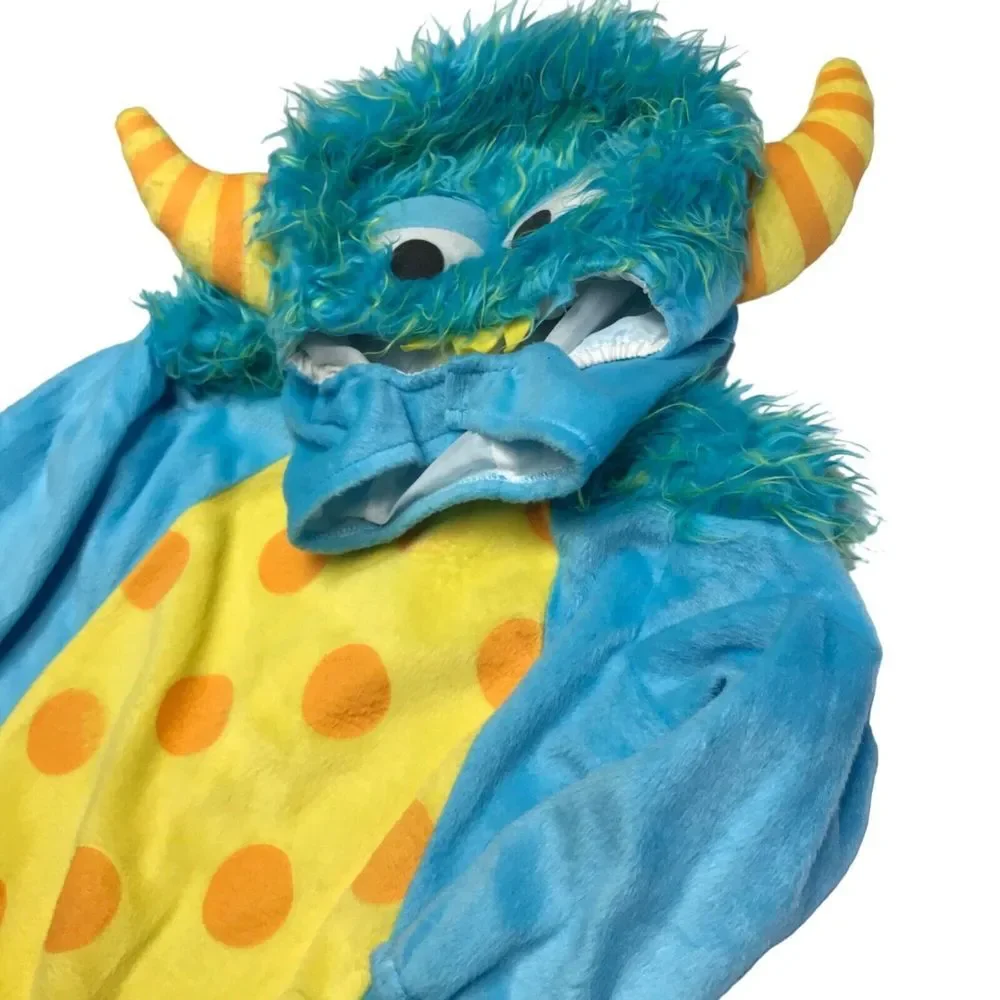 Lil Monster Costume infant Toddler Medium 12-18 months dress up hat‎ blue snap